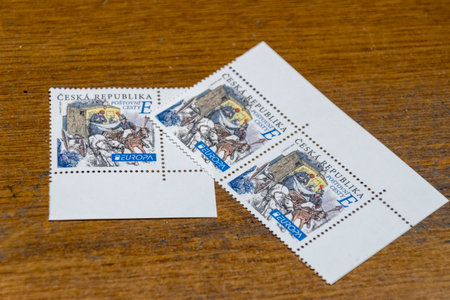 Prague, Czech Republic - July 10, 2020: Czech postage stamps.
