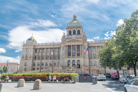 Prague, Czech Republic - July 10, 2020: Main building of the Czech National Museum.のeditorial素材