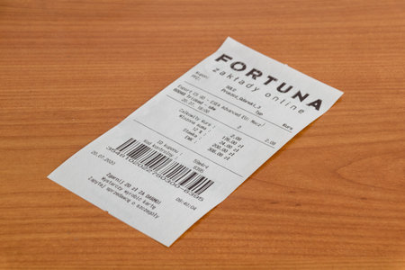Pruszcz Gdanski, Poland - July 21, 2020: Fortuna betting receipt. Esports betting.のeditorial素材