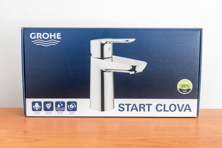 Pruszcz Gdanski, Poland - July 19, 2020: Grohe start clova water tap.のeditorial素材