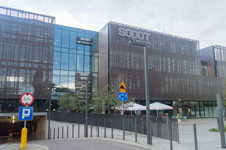 Sopot, Poland - October 4, 2020: Sopot centrum and Sopot railway station.のeditorial素材