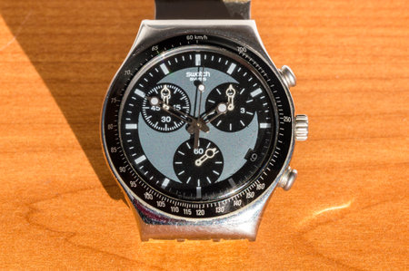 Pruszcz Gdanski, Poland - January 13, 2021: Swatch Irony swiss made quartz watch.