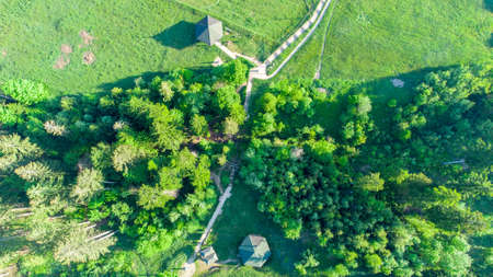 Aerial top view of tripoint of Slovak, Czech Republic, and Poland. Border of three countries.の写真素材