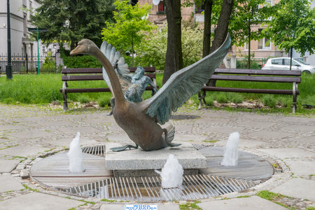 Zielona Gora, Poland - June 1, 2021: Makusynus Cudakus Grand is a sculpture of one of the Bachusik.のeditorial素材