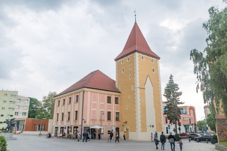 Lubin, Poland - June 1, 2021: Gothic 14th century Glogow Tower.のeditorial素材