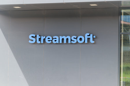 Zielona Gora, Poland - June 1, 2021: Streamsoft logo and sign.のeditorial素材