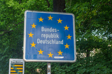 Gorlitz, Germany - June 2, 2021: Shield federal Republic of Germany.のeditorial素材