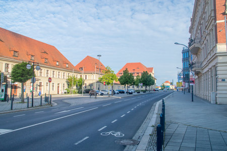 Gorlitz, Germany - June 2, 2021: Bahnhofstrasse (Bahnhof street) near railway station in Gorlitz.