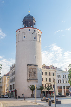 Gorlitz, Germany - June 2, 2021: Thick Tower (German: Dicker Turm). Originally, part of the historic fortification, the Thick Tower is now located in the center of Gorlitz.のeditorial素材
