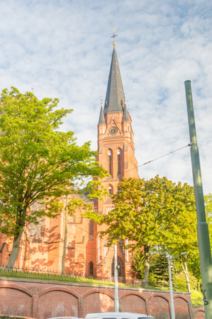 Gorlitz, Germany - June 2, 2021: Tower of Cathedral of St. James is the cathedral of the Silesian and Brandenburgian Roman Catholic diocese of Gorlitz.のeditorial素材