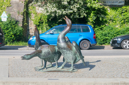 Gorlitz, Germany - June 2, 2021: Sculpture to the goose.のeditorial素材