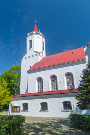 Bogatynia, Poland - June 2, 2021: Church of Saints Peter and Paul (Polish: Church of the calling of Holy Apostles Peter and Paul).のeditorial素材