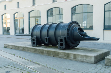 Walbrzych, Poland - June 3, 2021: Cylinder of a steam boiler hoist in a mine shaft at old coal mine in Walbrzych.のeditorial素材