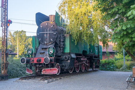 Opole, Poland - June 4, 2021: TKt48-127 steam locomotive at main railway station in Opole.のeditorial素材