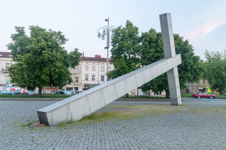 Czestochowa, Poland - June 6, 2021: Cross on Ignacy Daszynski Square.のeditorial素材