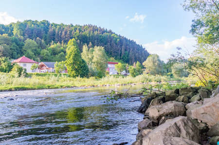 Nice view on river Kysuca near Zylina, Slovakia.の写真素材