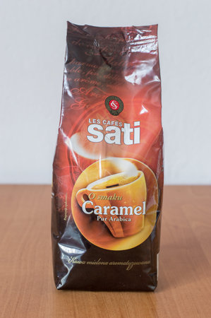 Deblin, Poland - June 15, 2021: Cafe Sati les cafes Sati Pur Arabica coffee with caramel taste.のeditorial素材