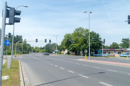 Pruszkow, Poland - June 15, 2021: Street view in Pruszkow.のeditorial素材