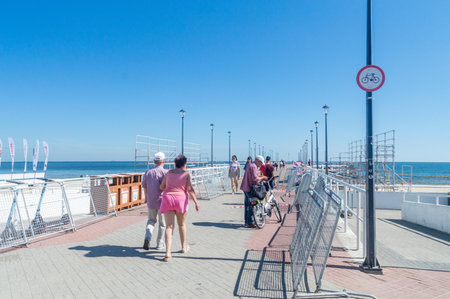 Gdansk, Poland - June 17, 2021: Brzezno pier on Baltic Sea.のeditorial素材