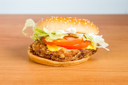 Pruszcz Gdanski, Poland - July 17, 2021: McDonald Veggie Burger. No meat Burger.のeditorial素材