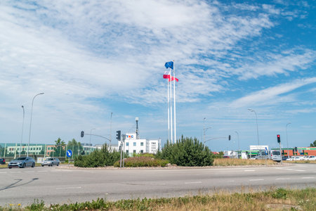 Gdansk, Poland - July 7, 2021: Roundabout Border Free City of Gdansk - the Republic of Poland (1920 - 1939).のeditorial素材