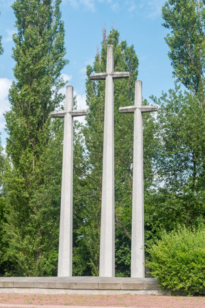 Gdansk, Poland - July 7, 2021: Crosses on French Military Cemetery.のeditorial素材