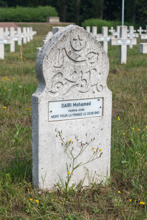 Gdansk, Poland - July 7, 2021: Grave of civilian victim of the Islamic faith. Grave of Dairi Mohamed...