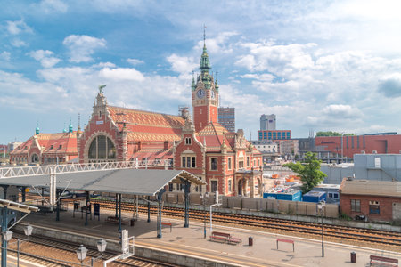 Gdansk, Poland - July 9, 2021: Main railway station of Gdansk.のeditorial素材