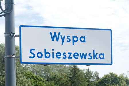 Entrance Wyspa Sobieszewska (Sobieszewska Island) street sign.の写真素材