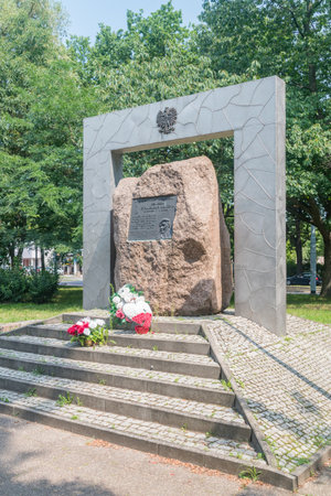 Gdansk, Poland - July 16, 2021: Monument commemorative Polish General Stanislaw Maczek.のeditorial素材
