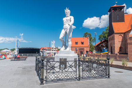 Hel, Poland - July 20, 2021: Monument of Neptune at seaside boulevard in Hel.のeditorial素材