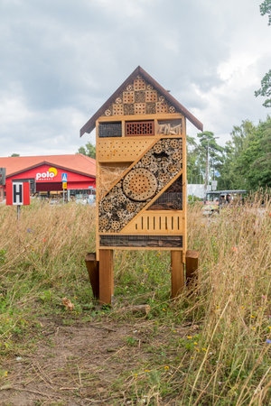 Hel, Poland - July 20, 2021: Insect hotel, also known as a bug hotel or insect house.のeditorial素材