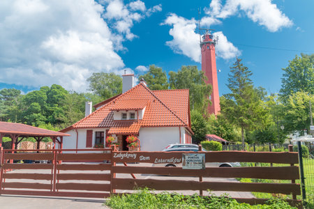 Hel, Poland - July 20, 2021: Historic house of lighthouse keepers.のeditorial素材
