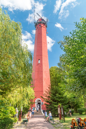 Hel, Poland - July 20, 2021: Historical Lighthouse on the Hel Peninsula.のeditorial素材