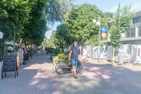 Jurata, Poland - July 20, 2021: Main promenade in Jurata at summer time.のeditorial素材