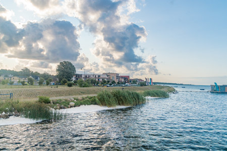 Chalupy, Poland - July 21, 2021: Morning view on coast on Puck bay.のeditorial素材