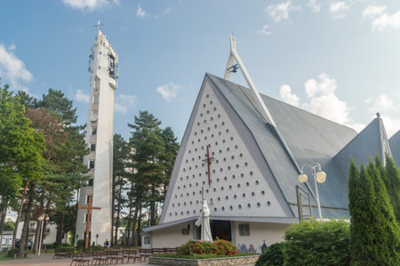 Wladyslawowo, Poland - July 21, 2021: Church of the Assumption of the Blessed Virgin Mary.のeditorial素材