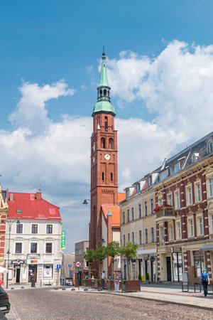 Starogard Gdanski, Poland - July 25, 2021: Tower of Saint Catherine of Alexandria church.のeditorial素材