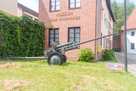 Starogard Gdanski, Poland - July 25, 2021: Historical cannon at Museum of the Kociewie Region.のeditorial素材