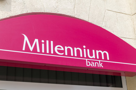 Swiecie, Poland - July 25, 2021: Logo of Bank Millennium SAのeditorial素材