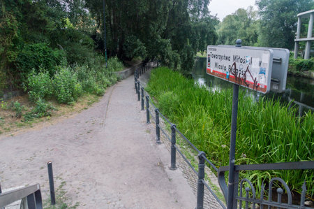 Bydgoszcz, Poland - July 25, 2021: Quay of the Society of Friends of the city of Bydgoszcz.のeditorial素材