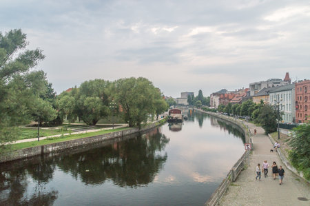 Bydgoszcz, Poland - July 25, 2021: Landscape view on the Brda River.のeditorial素材