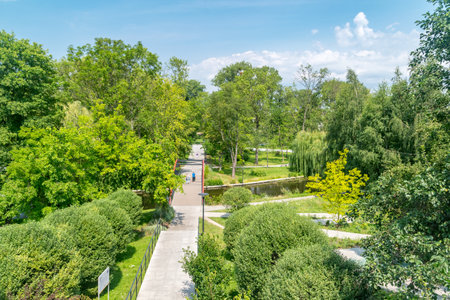 Starogard Gdanski, Poland - July 25, 2021: City Park at summer time.のeditorial素材