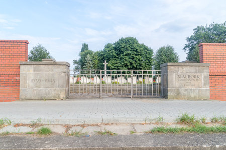 Malbork, Poland - July 26, 2021: Malbork commonwealth war cemetery. Commonwealth War Graves Cemetery.のeditorial素材