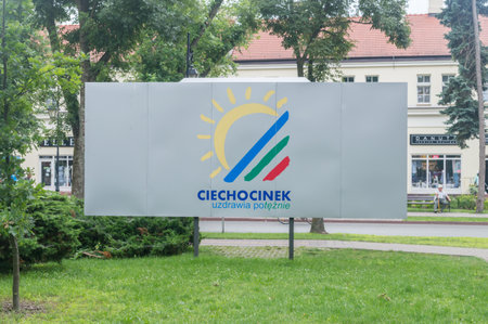 Ciechocinek, Poland - July 26, 2021: Tourist emblem of Ciechocinek.のeditorial素材