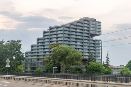 Bydgoszcz, Poland - July 25, 2021: Nordic Haven, modern residential building.