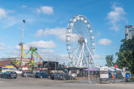 Gdynia, Poland - August 1, 2021: Ferris wheel in Gdynia.のeditorial素材