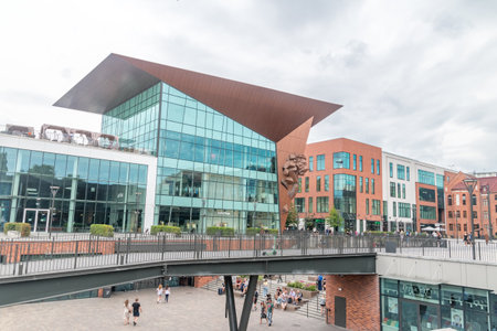 Gdansk, Poland - August 1, 2021: Forum mall in the city center of Gdansk at cloudy day.のeditorial素材