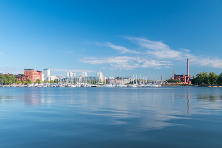 Helsinki, Finland - August 5, 2021: View on gulf in Helsinki.のeditorial素材