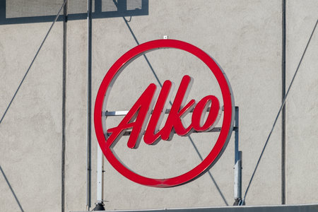 Turku, Finland - August 6, 2021: Logo of Alko. Alko is the national alcoholic beverage retailing monopoly in Finland.のeditorial素材
